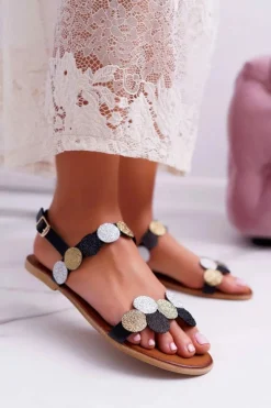 Discount Laura Messi Sandały Damskie Eleganckie Czarne 1948