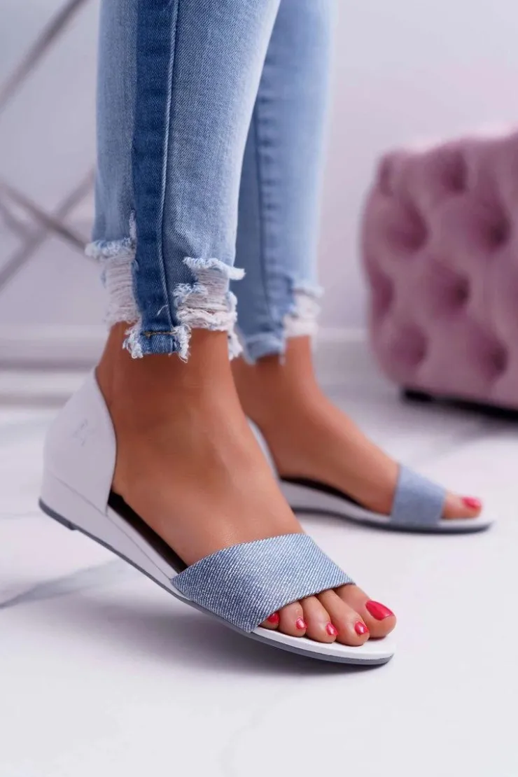 Damskie Maciejka Sandały Damskie Skórzane Białe 1971 Nomara