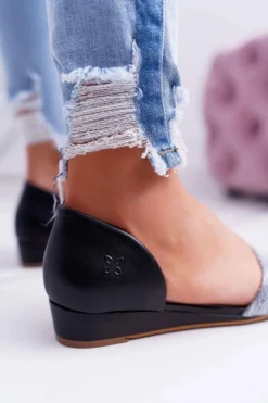 Clearance Maciejka Sandały Damskie Skórzane Czarne 1971 Nomara