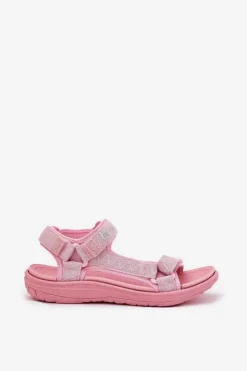 Online Lee Cooper Sandały Damskie Materiałowe Na Rzepy LCW-25-34-3561L Różowe Różowy