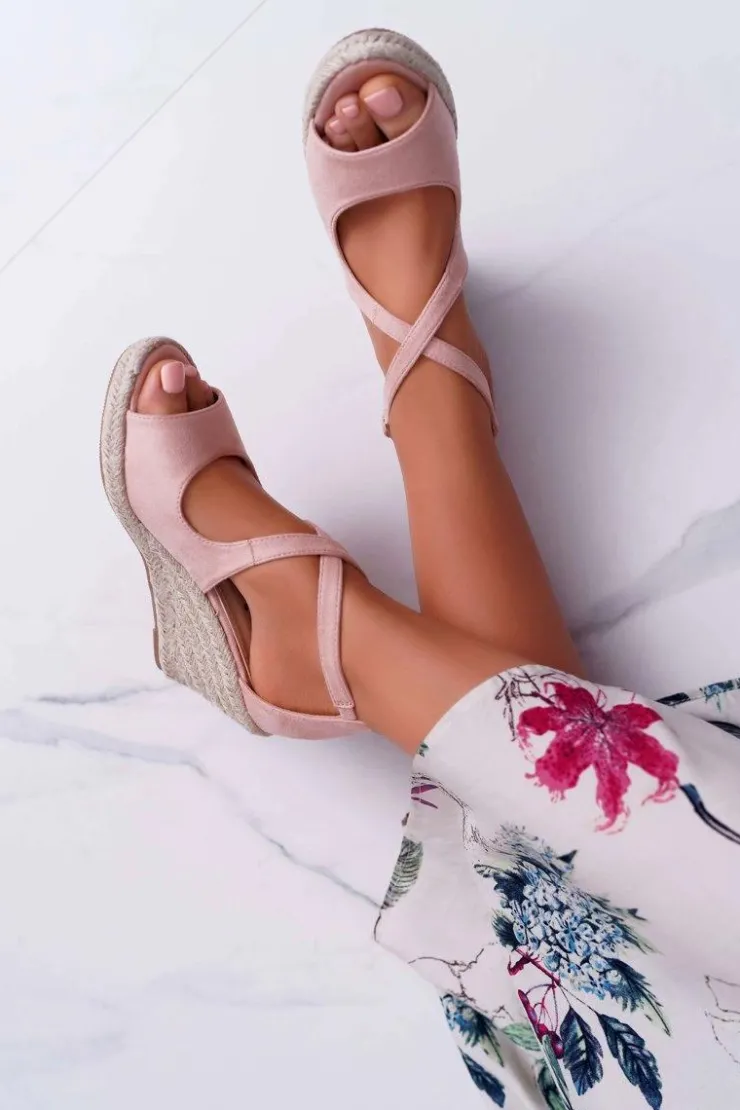 Best Boto Sandały Damskie Na Espadrylu Różowe Margus