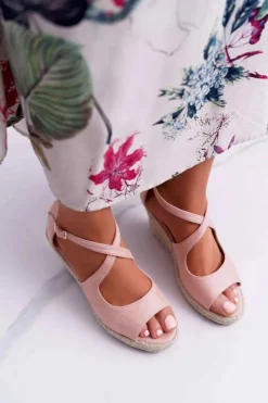 Best Boto Sandały Damskie Na Espadrylu Różowe Margus