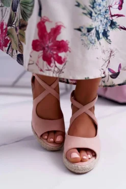 Best Boto Sandały Damskie Na Espadrylu Różowe Margus