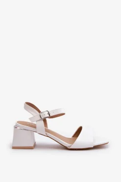 Clearance Evento Sandały Damskie Na Klocku Z Eko Skóry Białe Leisha