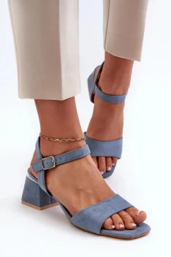 Damskie Evento Sandały Damskie Na Klocku Z Eko Zamszu e Leisha