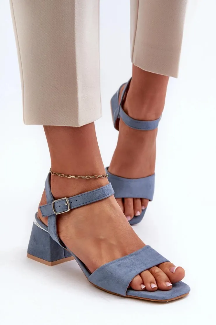 Damskie Evento Sandały Damskie Na Klocku Z Eko Zamszu e Leisha