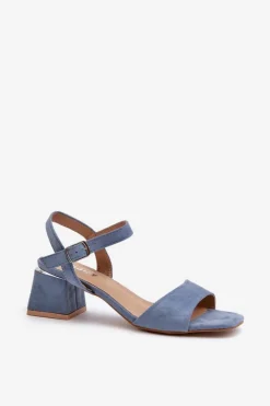 Damskie Evento Sandały Damskie Na Klocku Z Eko Zamszu e Leisha