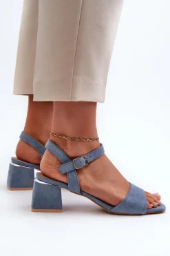 Damskie Evento Sandały Damskie Na Klocku Z Eko Zamszu e Leisha