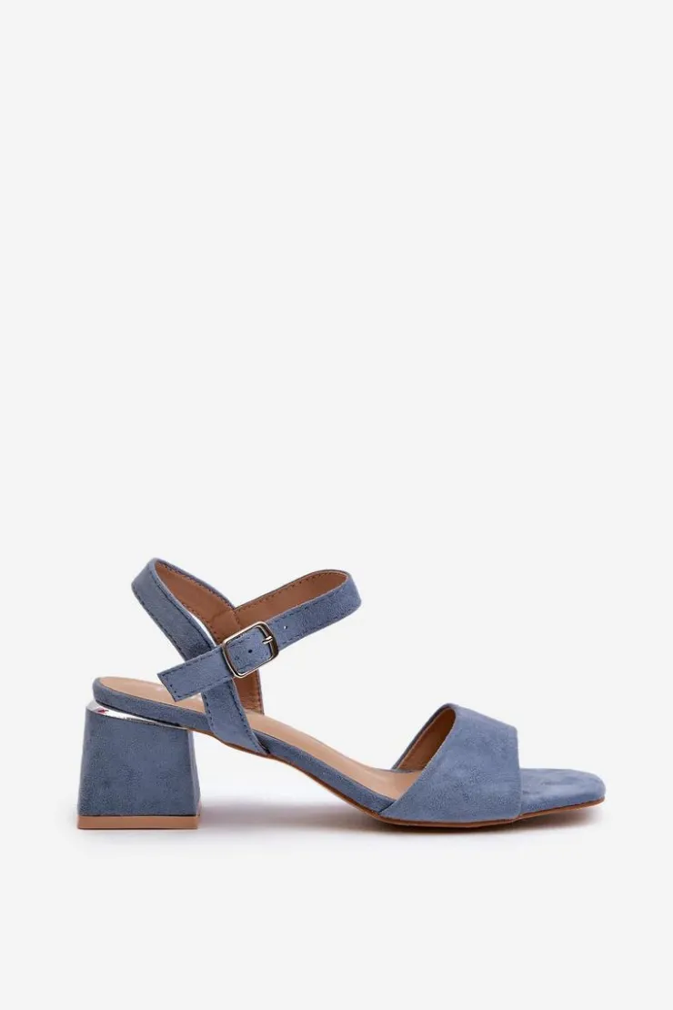 Damskie Evento Sandały Damskie Na Klocku Z Eko Zamszu e Leisha