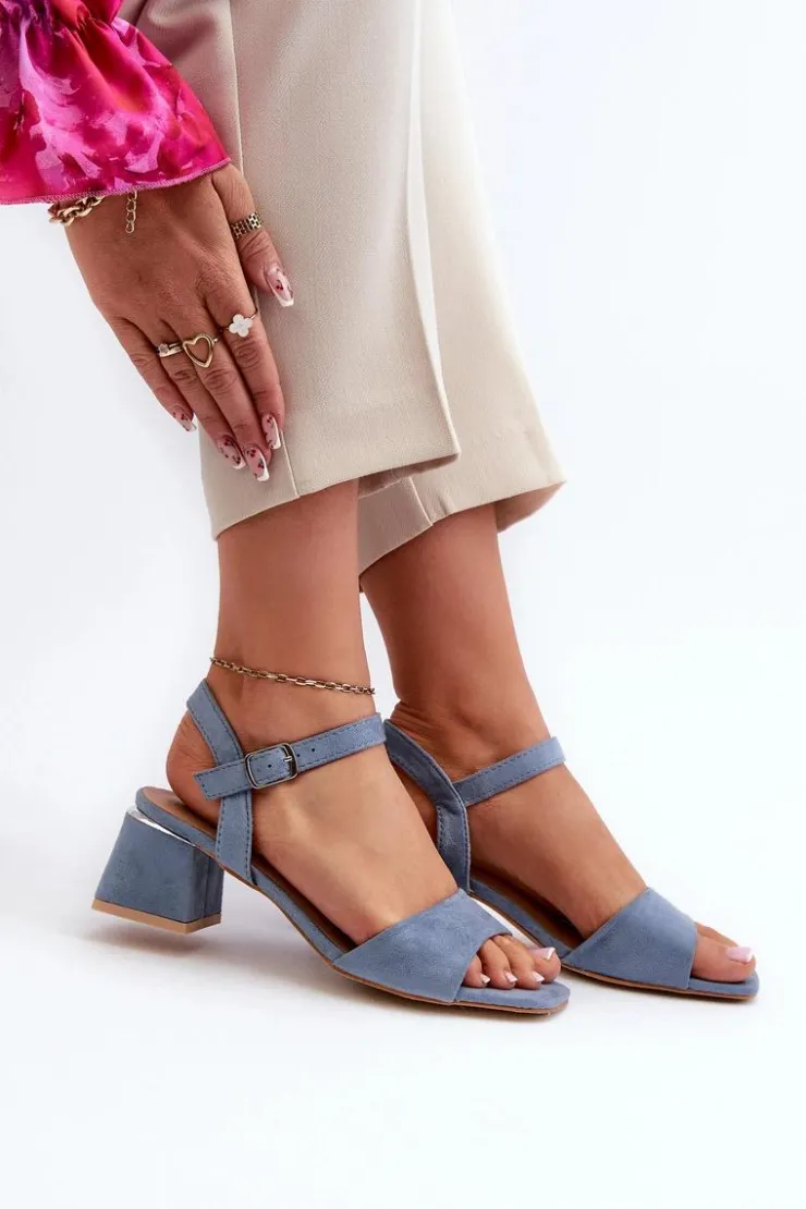 Damskie Evento Sandały Damskie Na Klocku Z Eko Zamszu e Leisha