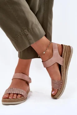 Damskie INBLU Sandały Damskie Na Koturnie RV000014 Różowe