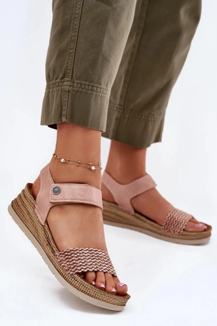 Damskie INBLU Sandały Damskie Na Koturnie RV000014 Różowe