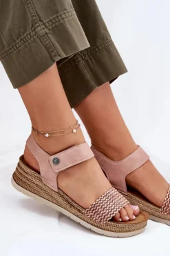 Damskie INBLU Sandały Damskie Na Koturnie RV000014 Różowe