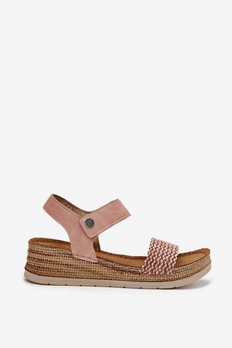 Damskie INBLU Sandały Damskie Na Koturnie RV000014 Różowe