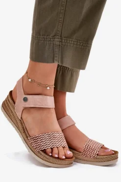 Damskie INBLU Sandały Damskie Na Koturnie RV000014 Różowe