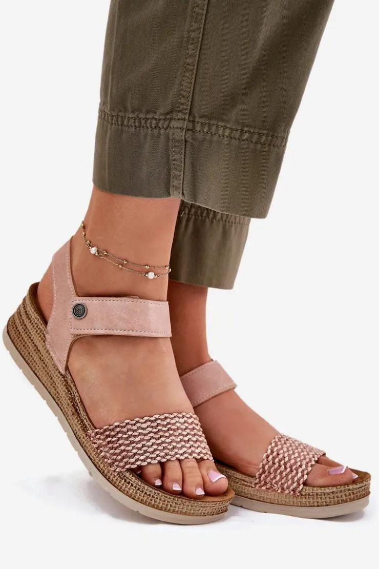 Damskie INBLU Sandały Damskie Na Koturnie RV000014 Różowe