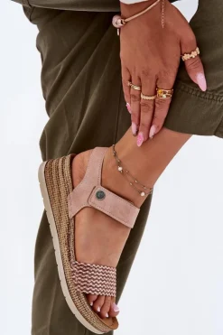 Damskie INBLU Sandały Damskie Na Koturnie RV000014 Różowe