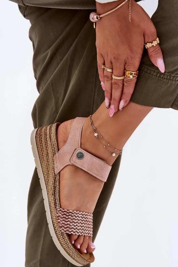 Damskie INBLU Sandały Damskie Na Koturnie RV000014 Różowe