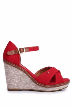 Boto Sandały Na Koturnie*Sandały Damskie Na Koturnie Czerwone LaMane