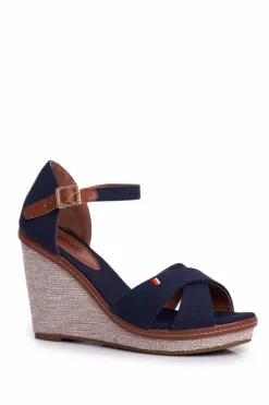 Damskie Boto Sandały Damskie Na Koturnie Granatowe LaMane