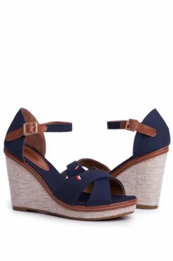 Damskie Boto Sandały Damskie Na Koturnie Granatowe LaMane