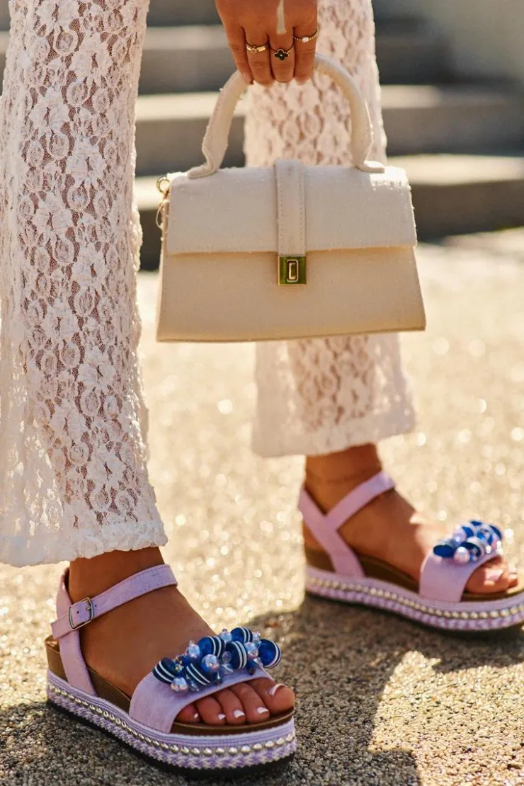 Damskie Damskie buty S.Barski Sandały Damskie Na Koturnie I Platformie Z Ozdobami S.Barski HY056 Fioletowe