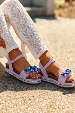 Damskie Damskie buty S.Barski Sandały Damskie Na Koturnie I Platformie Z Ozdobami S.Barski HY056 Fioletowe