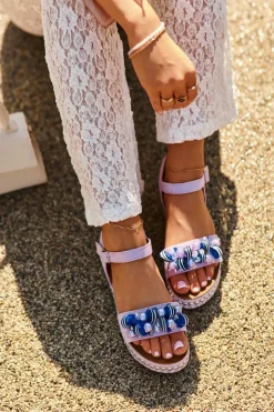 Damskie Damskie buty S.Barski Sandały Damskie Na Koturnie I Platformie Z Ozdobami S.Barski HY056 Fioletowe