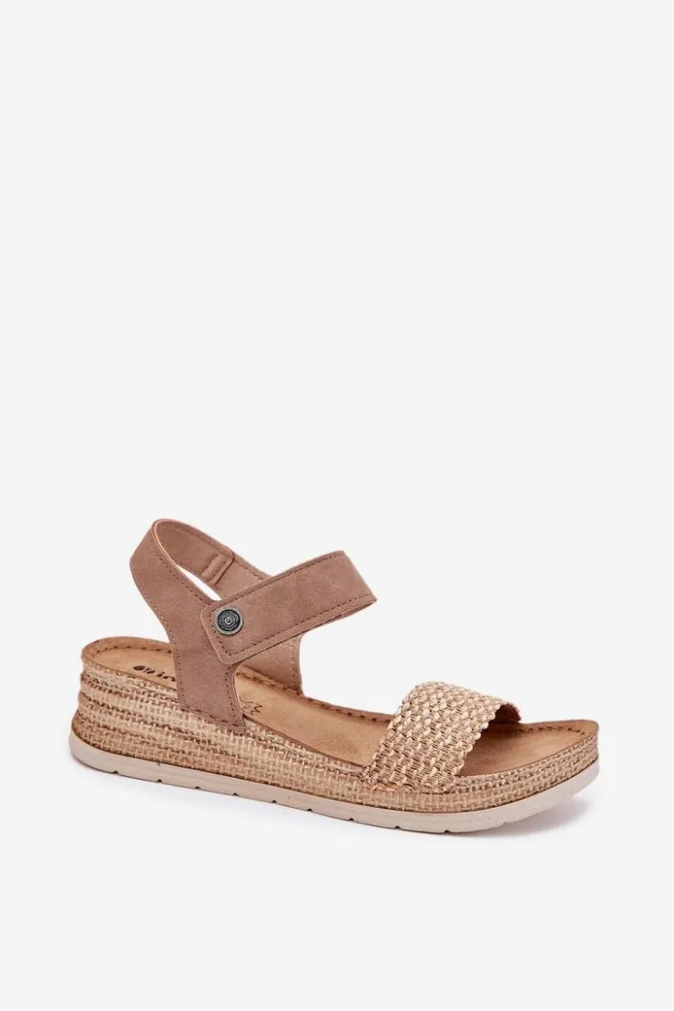 Clearance INBLU Sandały Damskie Na Koturnie RV000014 Beżowe