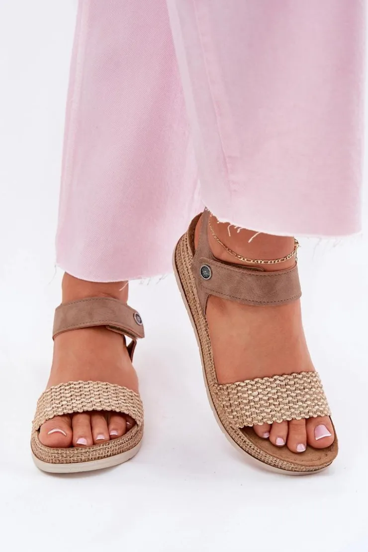 Clearance INBLU Sandały Damskie Na Koturnie RV000014 Beżowe