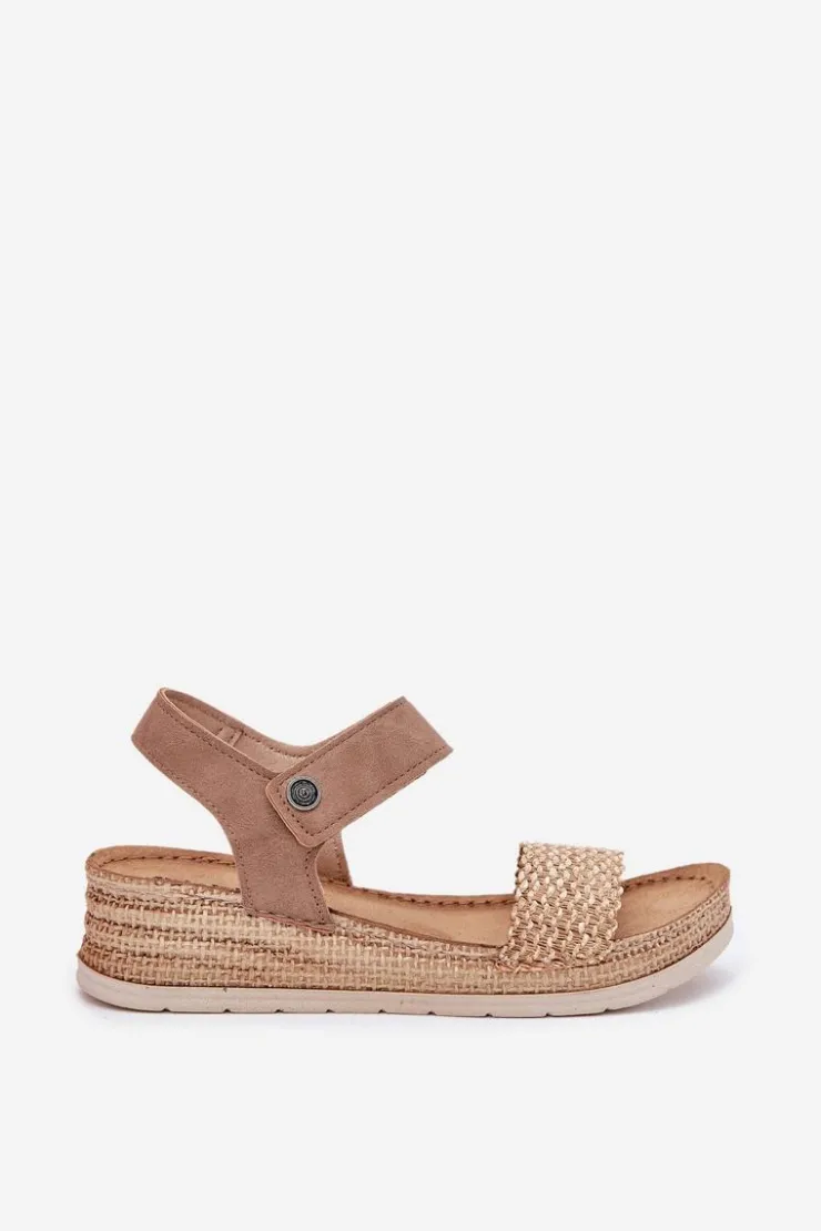 Clearance INBLU Sandały Damskie Na Koturnie RV000014 Beżowe