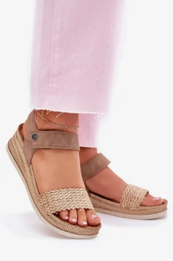 Clearance INBLU Sandały Damskie Na Koturnie RV000014 Beżowe