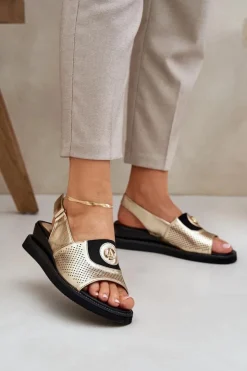 Discount Boto Sandały Damskie Na Koturnie Złote Isnnoria Złoty