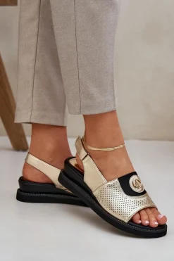 Discount Boto Sandały Damskie Na Koturnie Złote Isnnoria Złoty