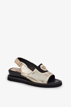 Discount Boto Sandały Damskie Na Koturnie Złote Isnnoria Złoty