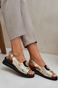 Discount Boto Sandały Damskie Na Koturnie Złote Isnnoria Złoty