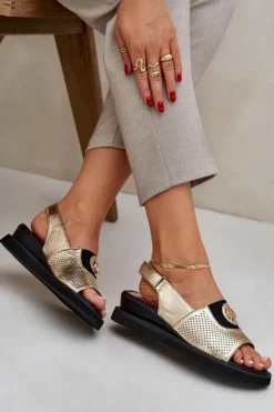 Discount Boto Sandały Damskie Na Koturnie Złote Isnnoria Złoty