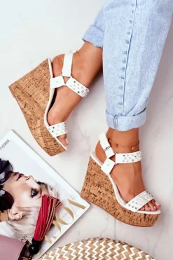 New Boto Sandały Damskie Na Koturnie Lu Boo Białe Gail