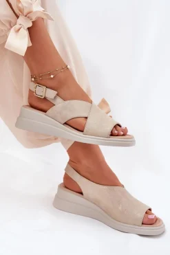 Boto Sandały Na Koturnie*Sandały Damskie Na Koturnie Z Eko Skóry Złote Quilara Złoty