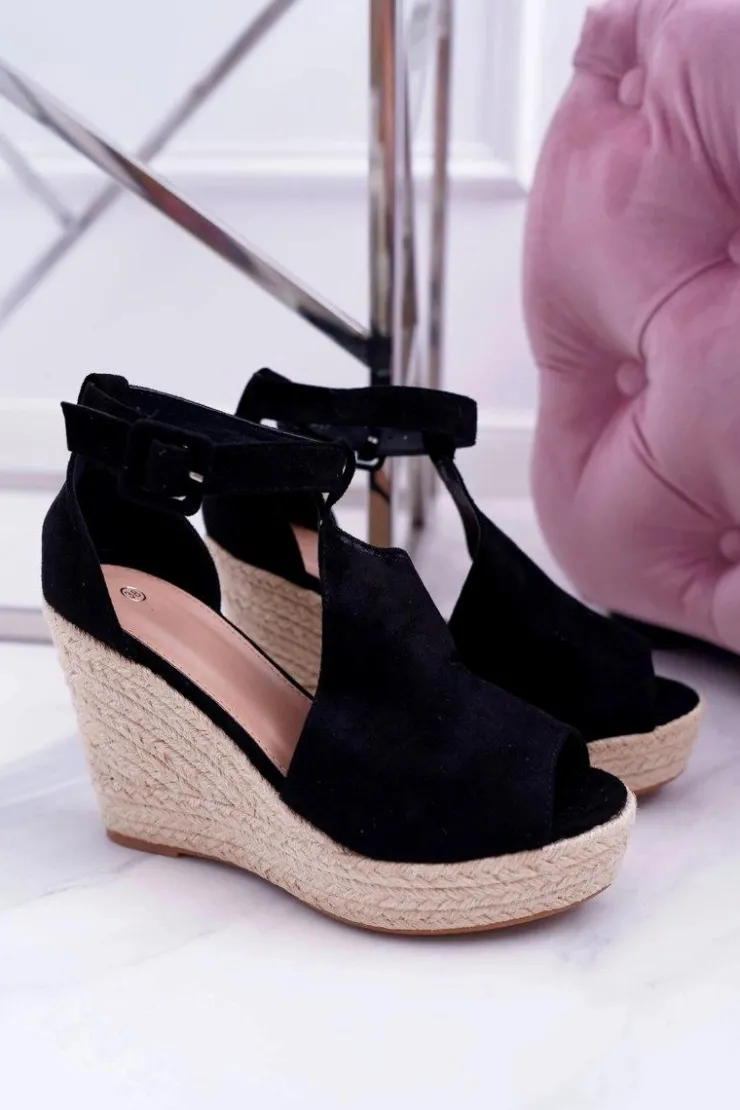Online Boto Sandały Damskie Na Koturnie Platforma Czarne Begest