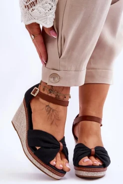 Boto Sandały Na Koturnie*Sandały Damskie Na Koturnie Czarne Daphne Czarny