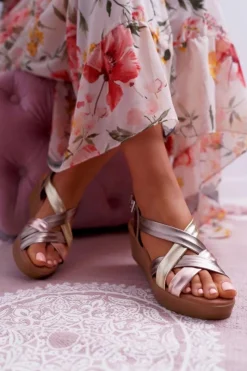 Best Maciejka Sandały Damskie Na Koturnie Skórzane ESP27-25/00-1