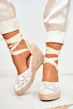 Boto Sandały Na Koturnie*Sandały Damskie Na Koturnie Espadryle Koronkowe Vieno