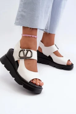 Damskie Buty damskie Vinceza Sandały Damskie Na Koturnie I Platformie Z Eko Skóry Vinceza 58292 Białe