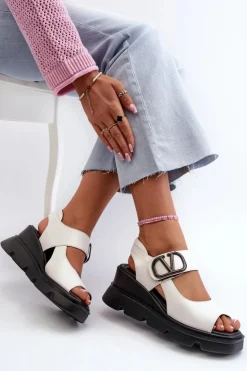 Damskie Buty damskie Vinceza Sandały Damskie Na Koturnie I Platformie Z Eko Skóry Vinceza 58292 Białe