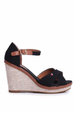 Damskie Boto Sandały Damskie Na Koturnie Czarne LaMane