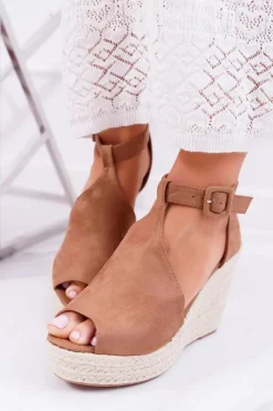 Damskie Boto Sandały Damskie Na Koturnie Platforma Camel Begest