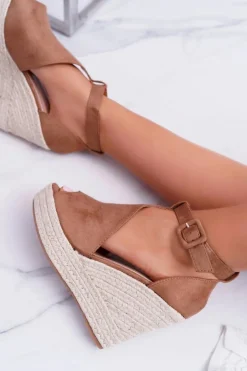 Damskie Boto Sandały Damskie Na Koturnie Platforma Camel Begest