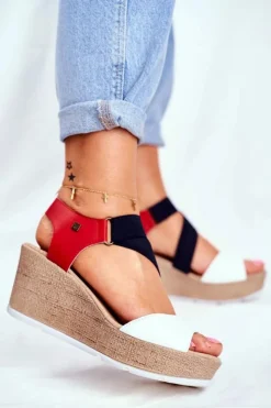 Big Star Shoes Sandały Damskie Na Koturnie Big Star Wsuwane FF276014