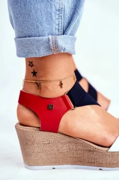 Big Star Shoes Sandały Damskie Na Koturnie Big Star Wsuwane FF276014